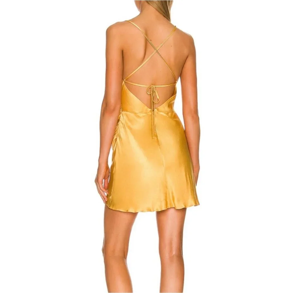 Shona Joy Alma Asymmetrical Bias Cowl Mini Dress in Saffron Size 10